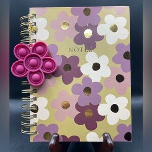 James Burke Purple & White Flowers Journal w Fidget Perforated Lined Pages 8”x6”